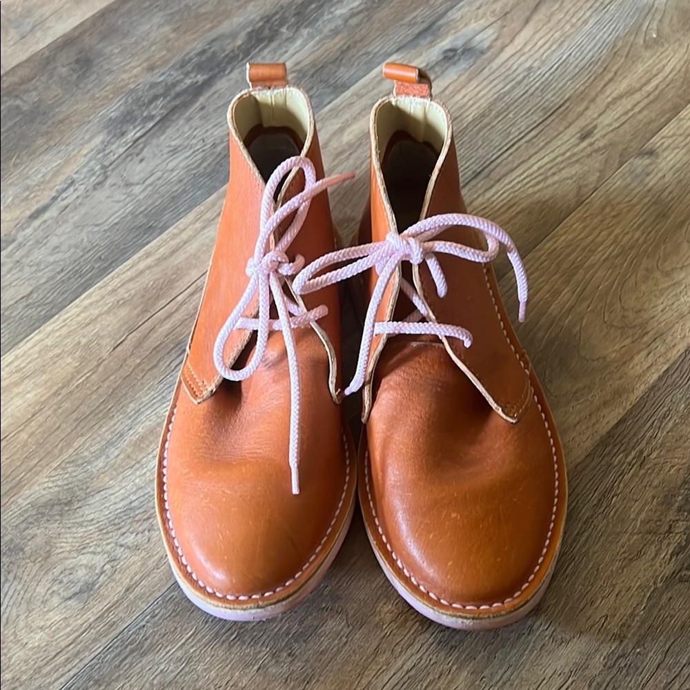 Men's Orange Leather Boots